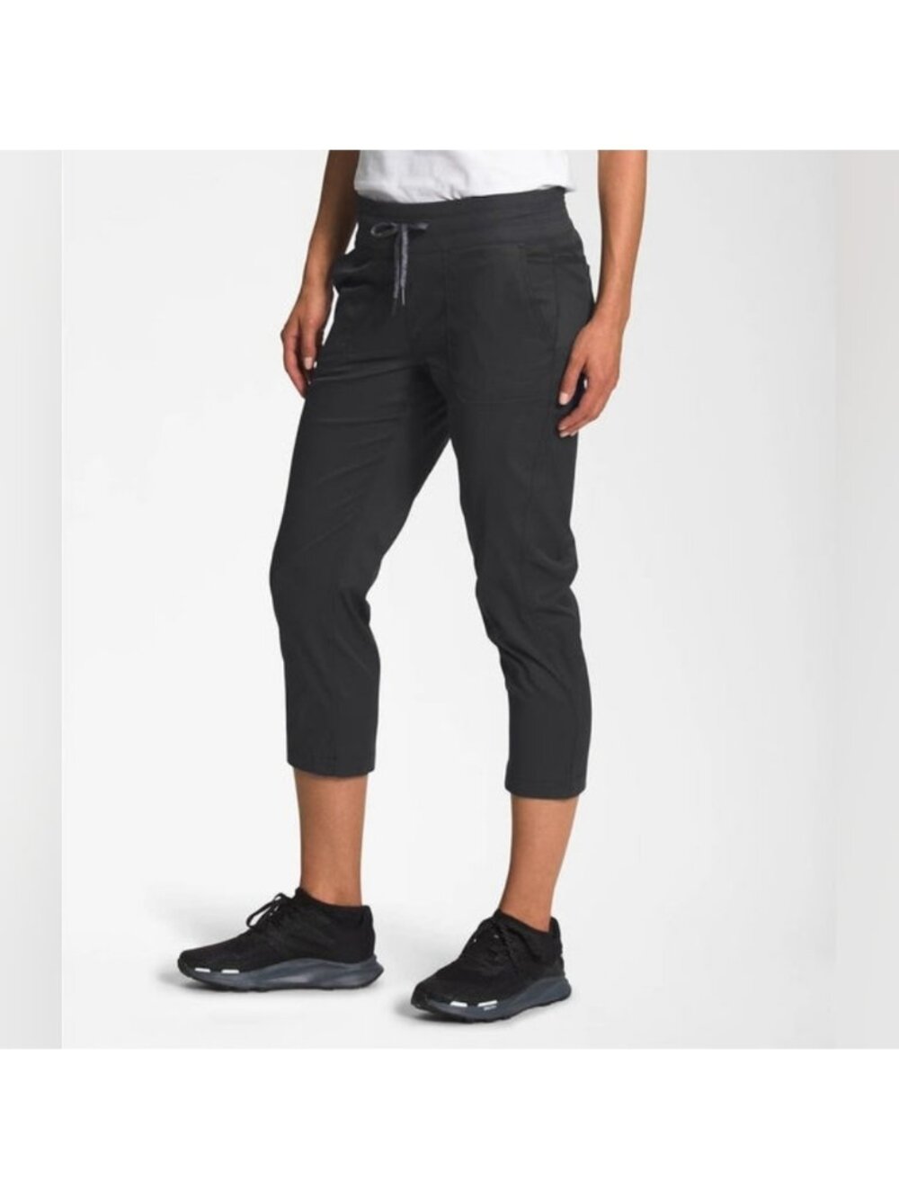 The North Face Mid Rise Crop Pants Capri Pull On Elastic Waist Black Hiking